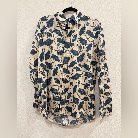 PS PAUL SMITH Floral Print Men's Shirt - Blue and Cream - Picture 3 of 6